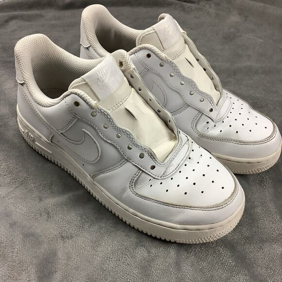 Nike Shoes - Nike Air Force 1 Low Top Sneaker Shoes White Leather Women’s 7 Mens 5.5 NO LACES